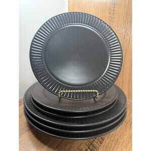 Set Of 6 Mixed Lot Threshold Harrison Black Salad/dinner Plates